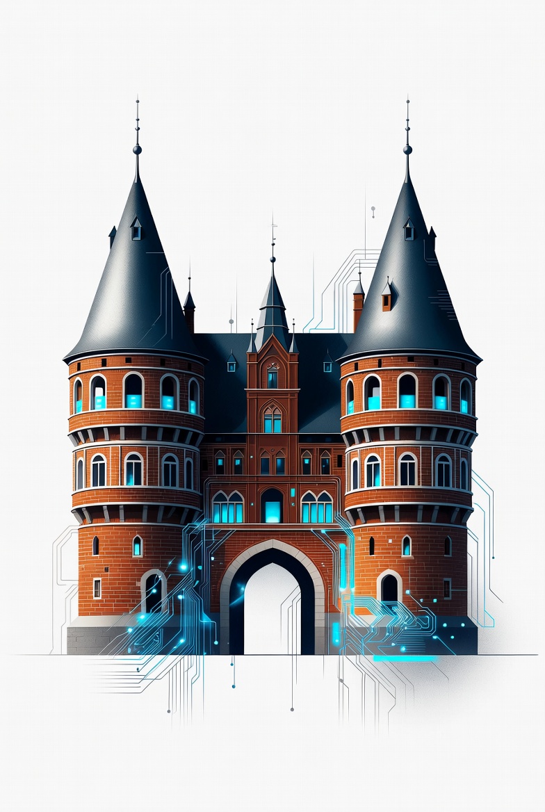 Lübecker Holstentor im KI-Stil